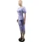 Fashion Solid Color Pleated Split Casual Open Back Sexy Bubble Sleeve Wrap Arm Dress