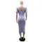 Fashion Solid Color Pleated Split Casual Open Back Sexy Bubble Sleeve Wrap Arm Dress