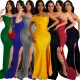 Sexy Fashion Nightclub Wrap Chest Split Dress