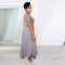 Sexy Cotton One Shoulder Short Sleeve Waist Wrap Dress