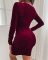 Sexy and fashionable solid color deep V-neck dress