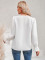 Casual Solid V-Neck Lace Ruffle Sleeve Loose Top