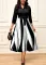 Sexy and fashionable digital printed V-neck mid sleeved dress