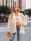 Casual solid color loose tied jacquard cardigan top