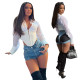 Casual patchwork stretch denim shorts