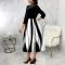 Sexy and fashionable digital printed V-neck mid sleeved dress