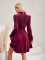 Casual high neck velvet solid color waist up dress