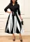 Sexy and fashionable digital printed V-neck mid sleeved dress