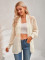 Casual solid color loose tied jacquard cardigan top
