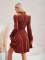 Casual high neck velvet solid color waist up dress