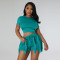 Sexy short sleeved vest drawstring tassel two-piece set