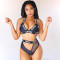 Solid sexy split letter bikini swimsuit two-piece set