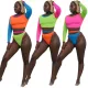 Fashionable contrasting color split swimwear