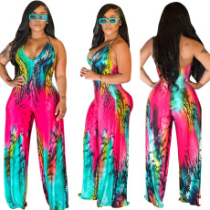 Fashion New Product Sexy Positioning Printed Strap Jumpsuit