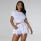 Sexy short sleeved vest drawstring tassel two-piece set