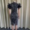 Oversized Fashion Bubble Short Sleeve Sequin Wrapped Hip Dress