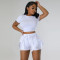 Sexy short sleeved vest drawstring tassel two-piece set