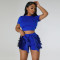 Sexy short sleeved vest drawstring tassel two-piece set