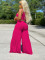Casual fashion summer solid color wide leg pants two-piece set