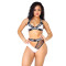 Solid sexy split letter bikini swimsuit two-piece set