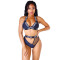 Solid sexy split letter bikini swimsuit two-piece set