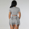 Sexy short sleeved vest drawstring tassel two-piece set