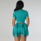 Sexy short sleeved vest drawstring tassel two-piece set