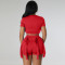 Sexy short sleeved vest drawstring tassel two-piece set