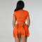 Sexy short sleeved vest drawstring tassel two-piece set