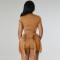 Sexy short sleeved vest drawstring tassel two-piece set