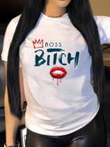 Fashion Letter Print Large Loose Short Sleeve T-shirt