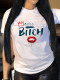 Fashion Letter Print Large Loose Short Sleeve T-shirt