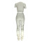 Fashionable casual popular micro wrinkled torn pants T-shirt set