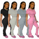 Fashionable casual popular micro wrinkled torn pants T-shirt set