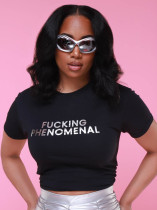 Fashion printed large round neck loose fitting T-shirt
