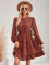 Casual round neck solid color waistband lace dress