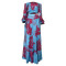 Fashion printed one shoulder long skirt set with large swing