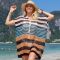 Hollow out color matching knitted cover up bikini sun protection shirt