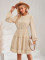Casual round neck solid color waistband lace dress