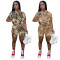 Fashion camouflage patch embroidered baseball suit two-piece set