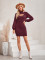 Casual Hollow Solid Fit Long Sleeve Wrap Hip Dress