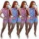 Fashion casual striped printed shirt and shorts set