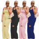 Cute one piece vest with holes and wide leg pants two-piece set