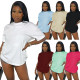 Fashion casual pure cotton round neck short sleeved small drop shoulder loose solid color women's T-shirt (Buy It Now)
