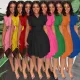 Gathered waist pleated dress