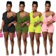 Sexy women's adjustable suspender shirt shorts with chest pad solid color 3-piece set