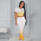 Large Gold Stamped Gradient Pleated Fashion Casual Set