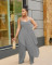 Lovely suspender wide leg pants two-piece set