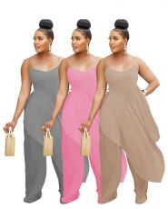 Lovely suspender wide leg pants two-piece set