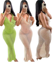 Mesh backless sexy cross-border hollow out dress
